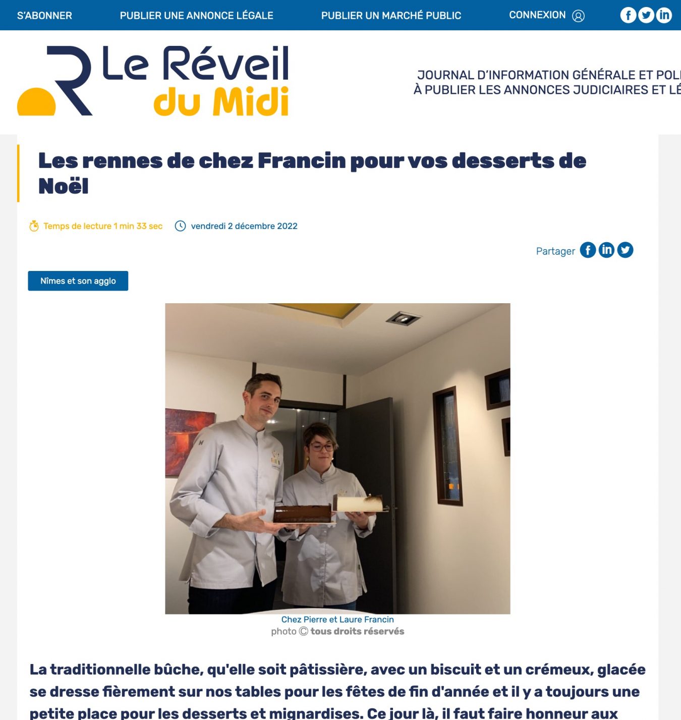 Retour Presse Francin - Le réveil du Midi