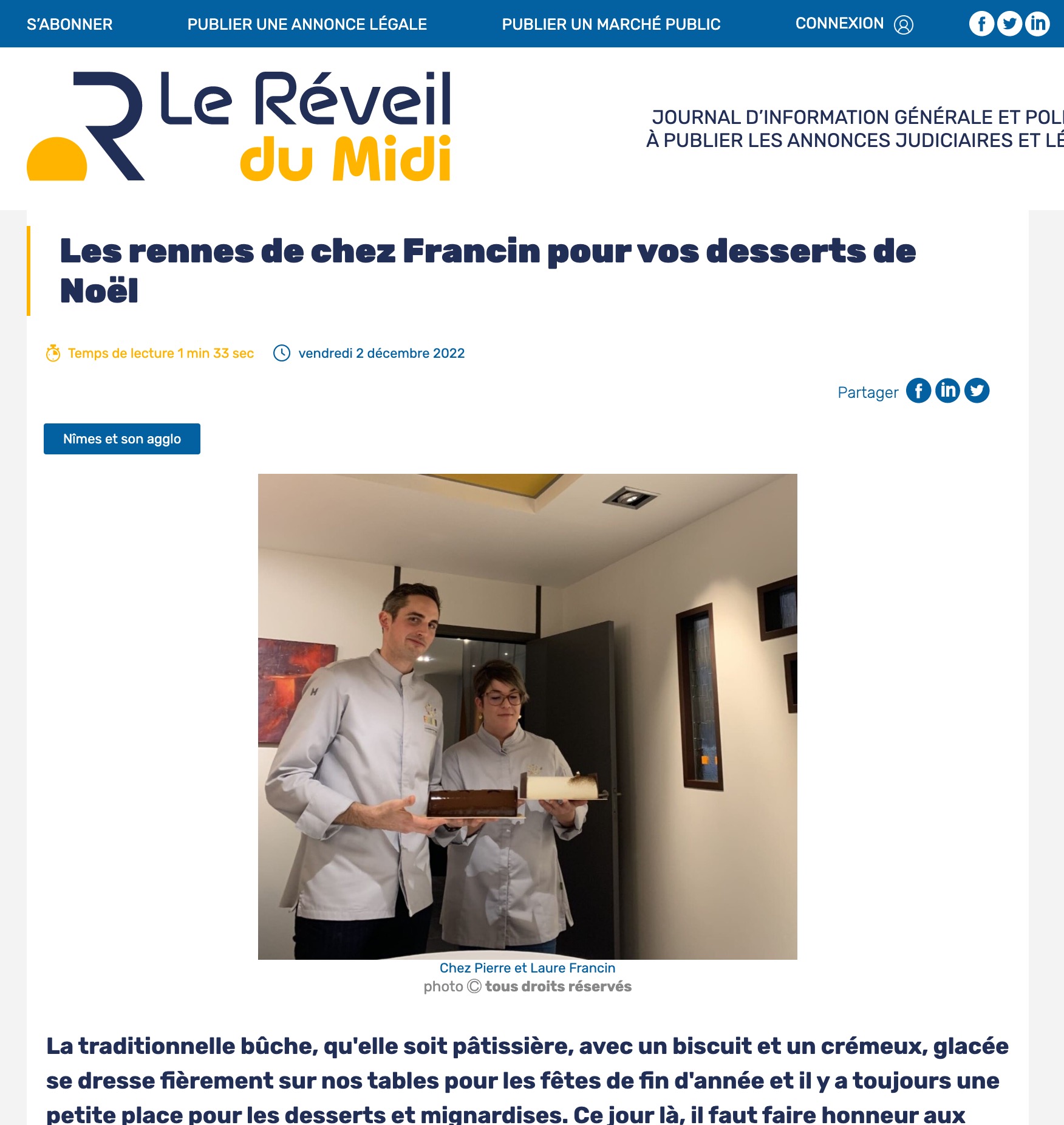 Retour Presse Francin - Le réveil du Midi