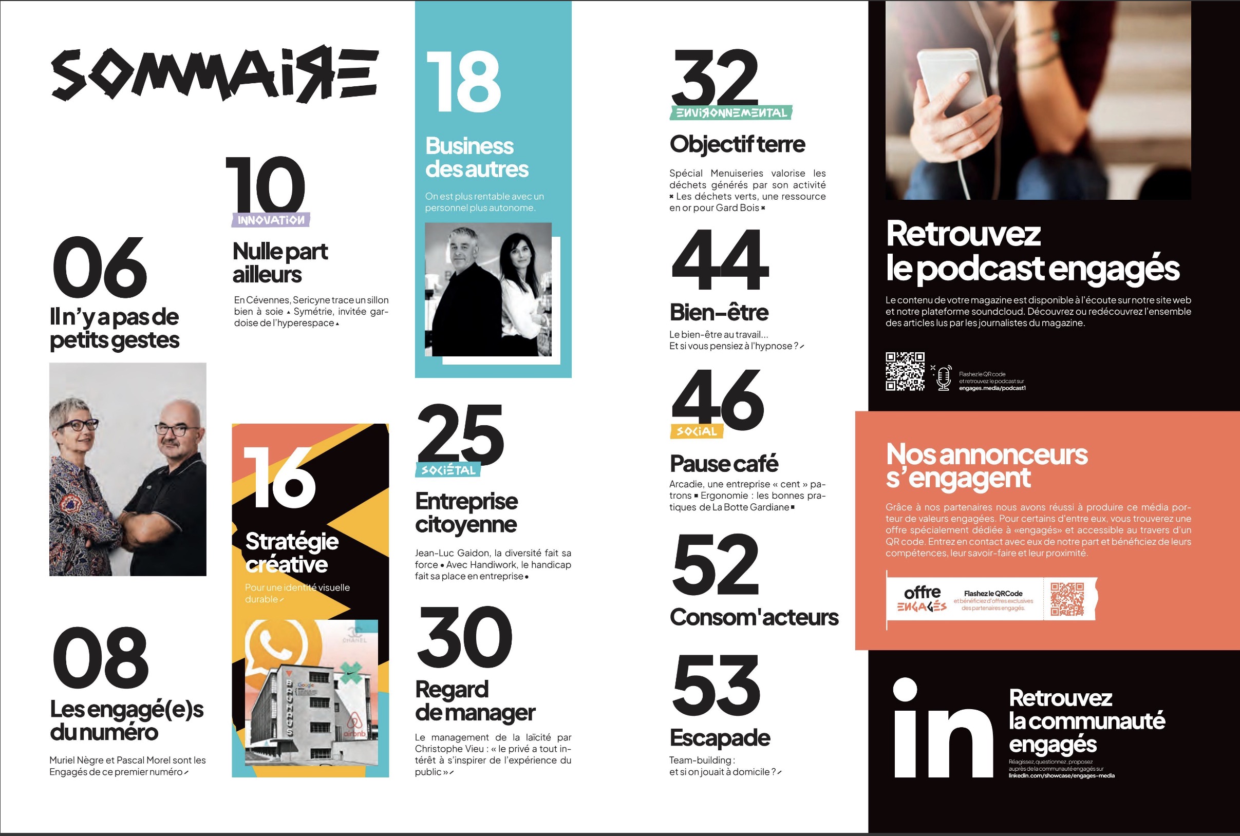 Sommaire magazine engagés - Agence de communication Nîmes