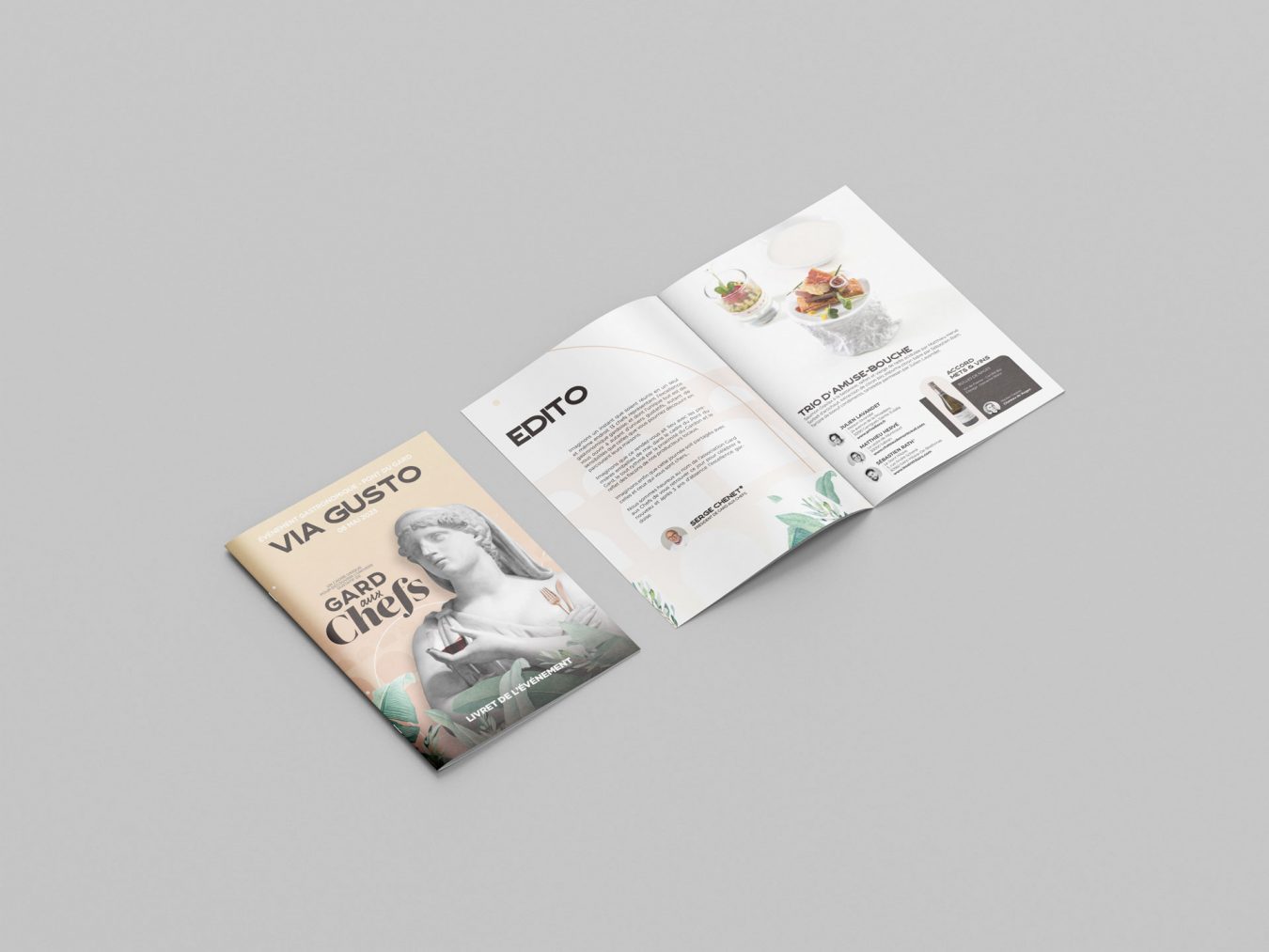 Brochure VIA GUSTO gard aux chefs, agence de communication Nîmes